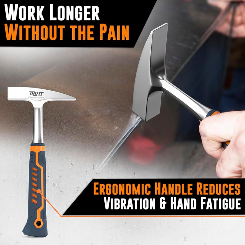 AMERICAN MUTT TOOLS Mutt Tools 18oz Sheet Metal Hammer - Professional Tinners Hammer for Metal Shaping - Forged HVAC Hammer with Ergonomic Handle for Duct Work & Sheet Metal Projects - Image 3